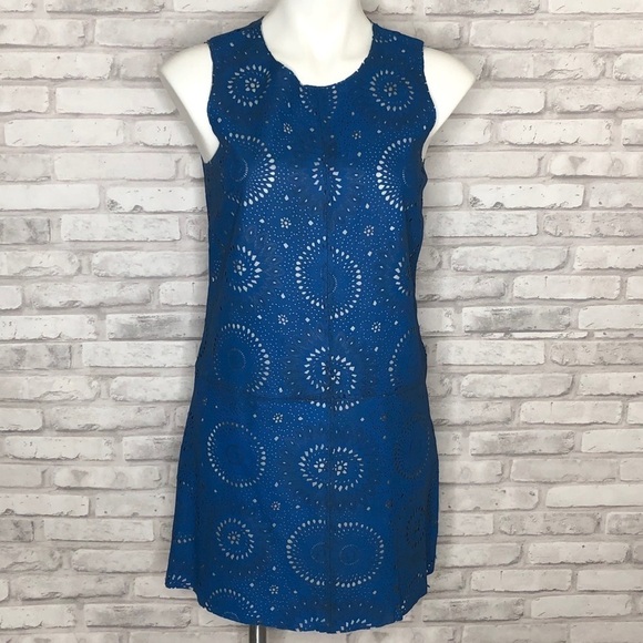 ASOS leather blue cutout shift dress, size 6 - Picture 2 of 9